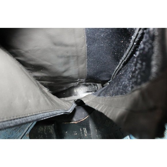 Napoleoni Black Leather Gold Plated Zipper Knee High Boots Size 39 / 9 - Picture 6 of 9